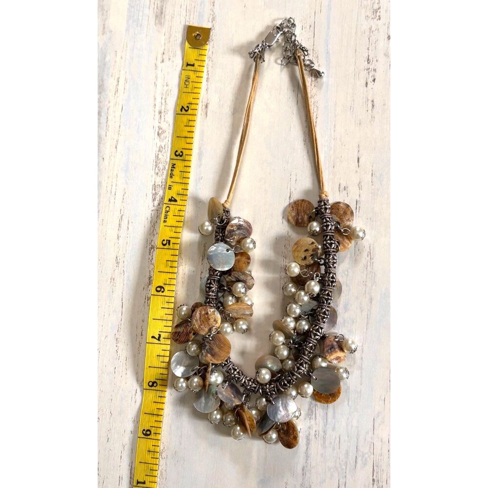 Silver-Tone Shell Statement Necklace - Picture 2 of 3